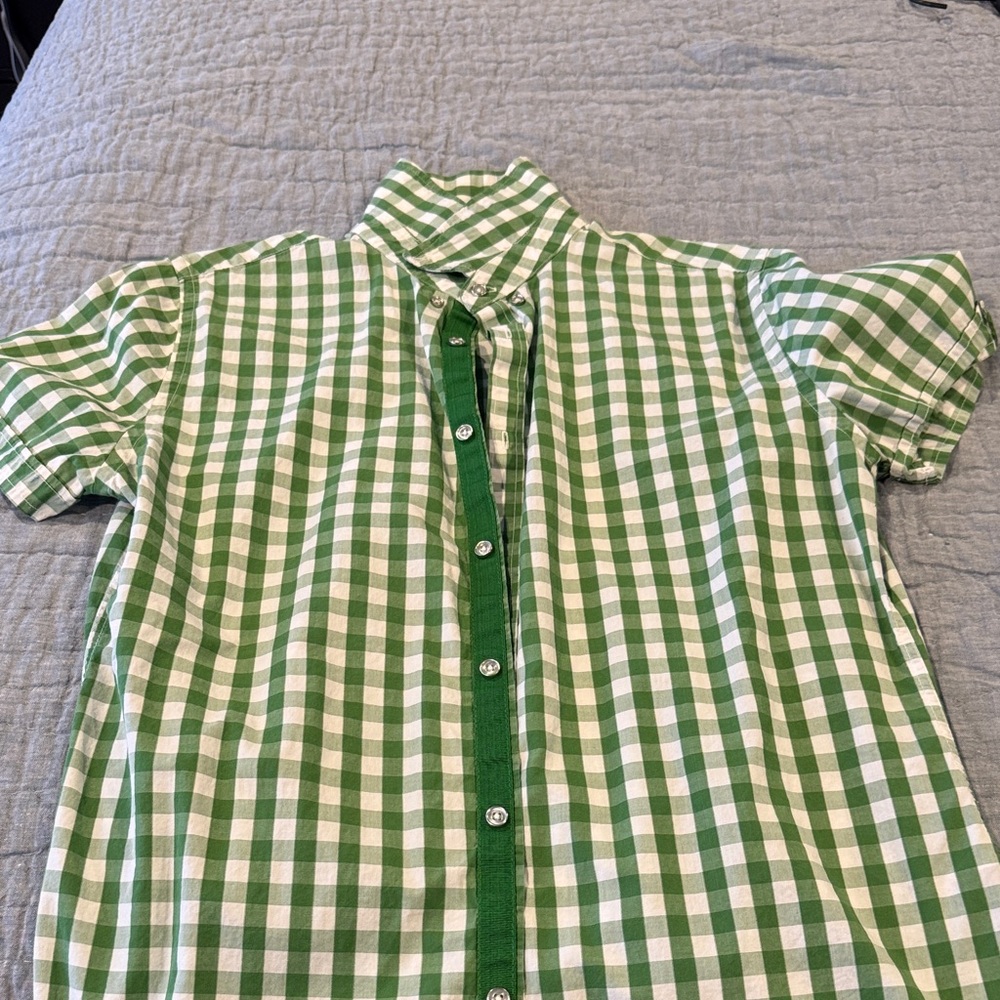 Express Green Checkered short Sleeve Shirt Large